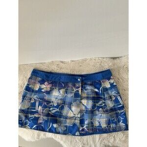 Raya Sun Reversible Wrap Skirt Blue Floral & Solid Blue Size XL Mini Golf Tennis